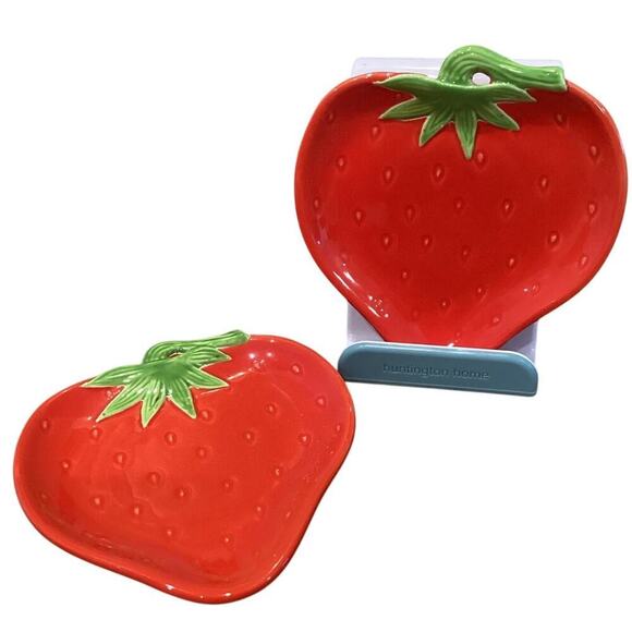 Vintage Strawberry Plates Set of 2 Red Summer Farmhouse Retro Ceramic Rosenthal - Picture 2 of 6